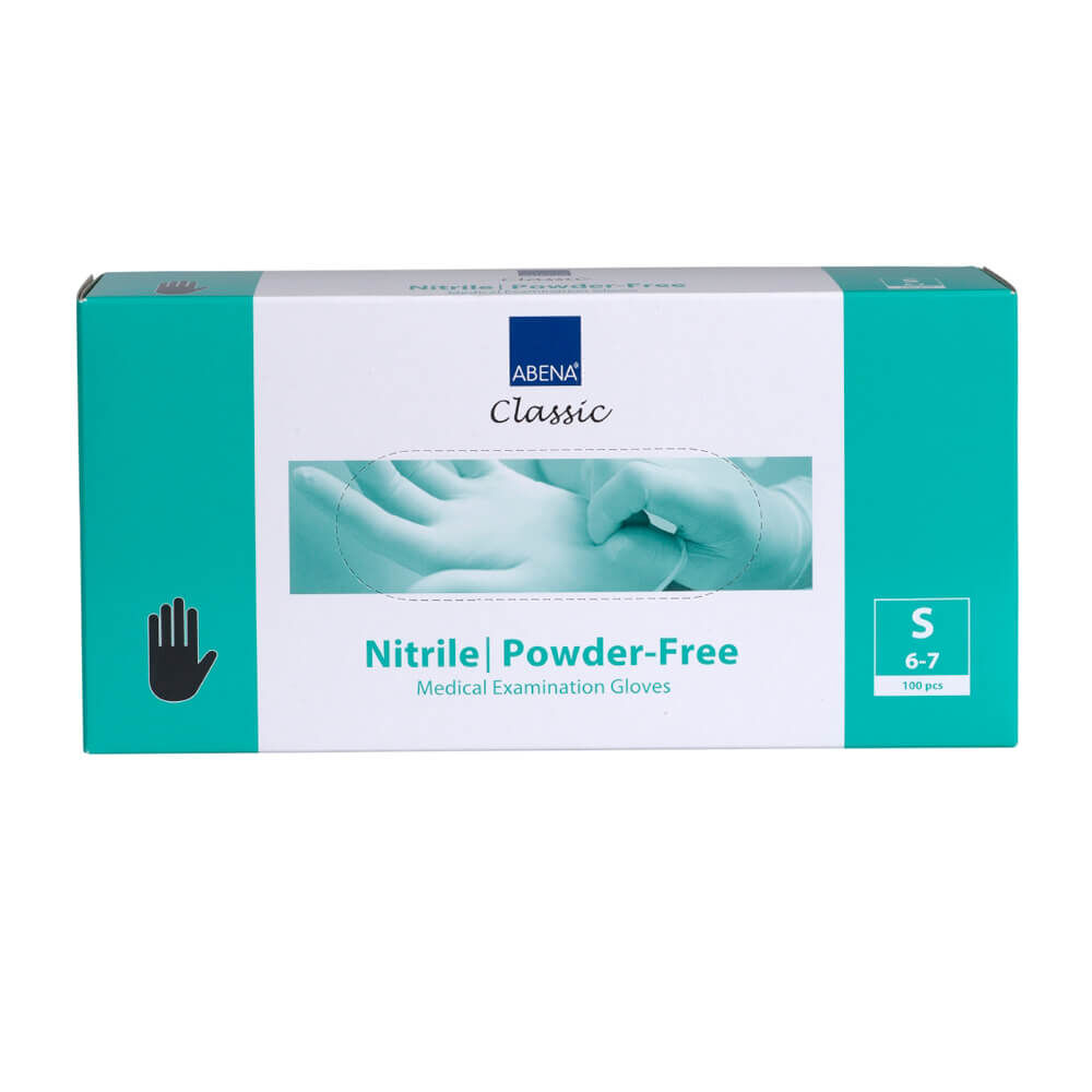 Abena Classic handschoen nitril poedervrij zwart S 100pcs Abena Classic handschoen nitril poedervrij zwart S 100pcs