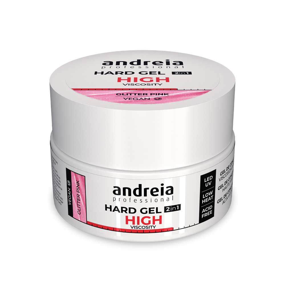 Andreia Professional Hard Gel 2 in 1 - Hoge Viscositeit Glitter roze 22gr