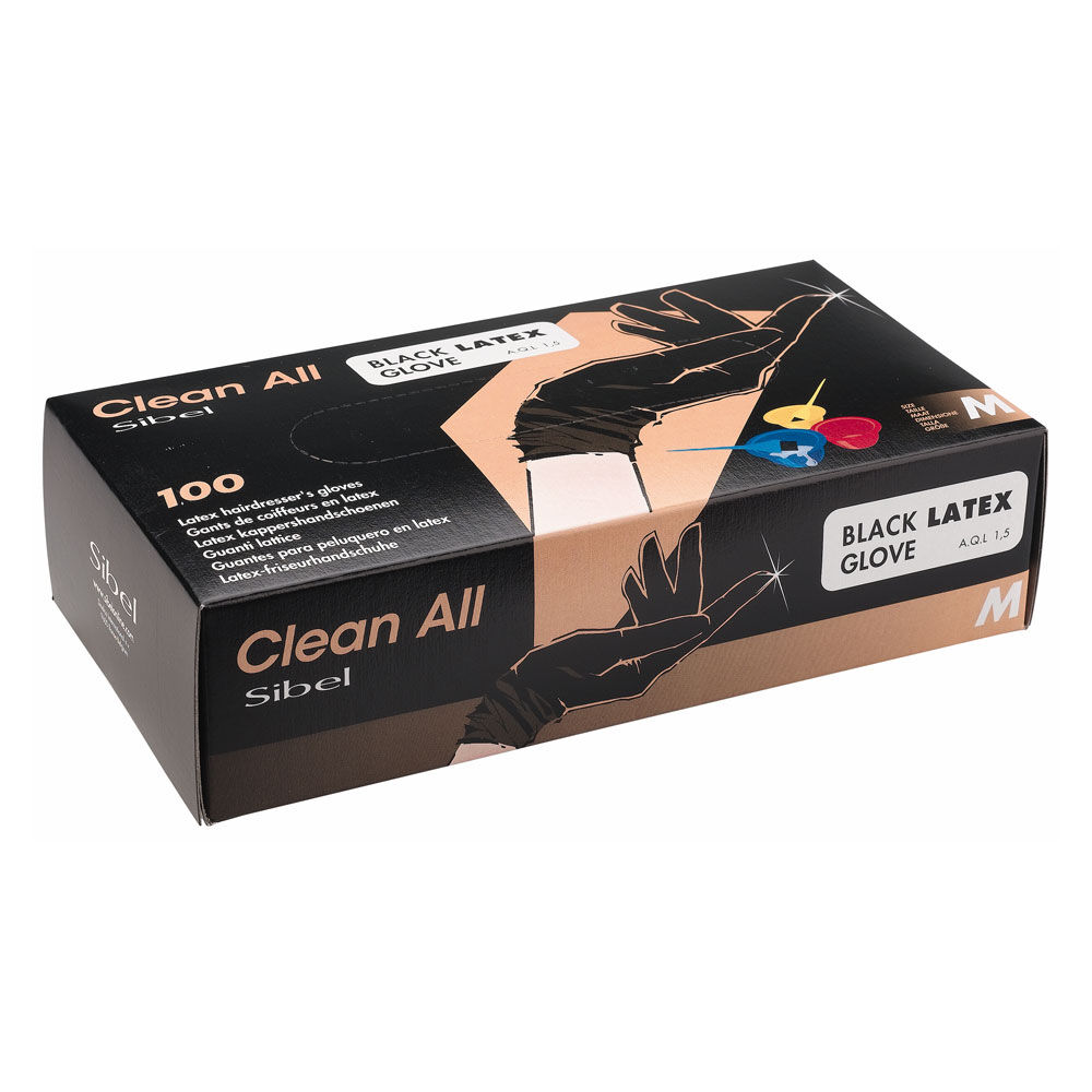 Clean All Handschoenen Wegwerp Latex Zwart M 100st