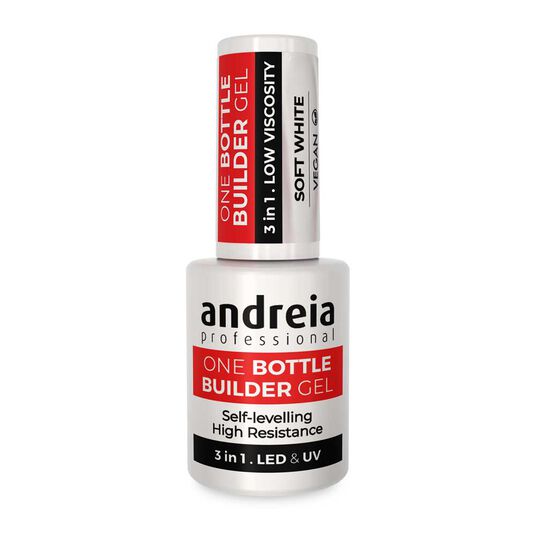Andreia Professional One Bottle Builder Gel 3 In 1 - 3 In 1 Bouwgel Lage Viscositeit - Zacht wit 14ml