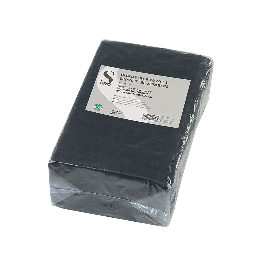 S-PRO Wegwerp handdoeken Zwart 50stk S-PRO Wegwerp handdoeken Zwart 50stk