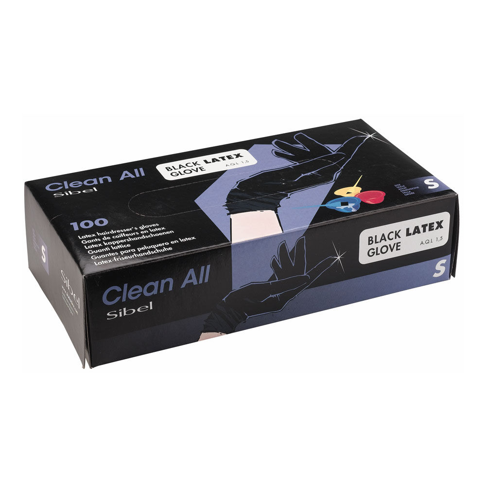 Clean All Handschoenen Wegwerp Latex Zwart S 100st