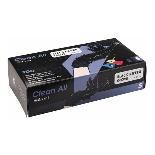 Clean All Handschoenen Wegwerp Latex Zwart S 100st
