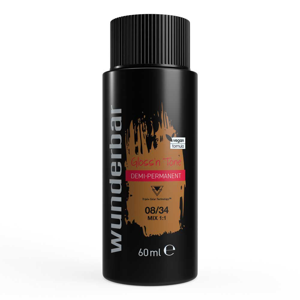 Wunderbar Gloss'n Tone Demi-Permanente Vloeibare Haarkleur 08/34 Lichtblond Goud Rood 60ml