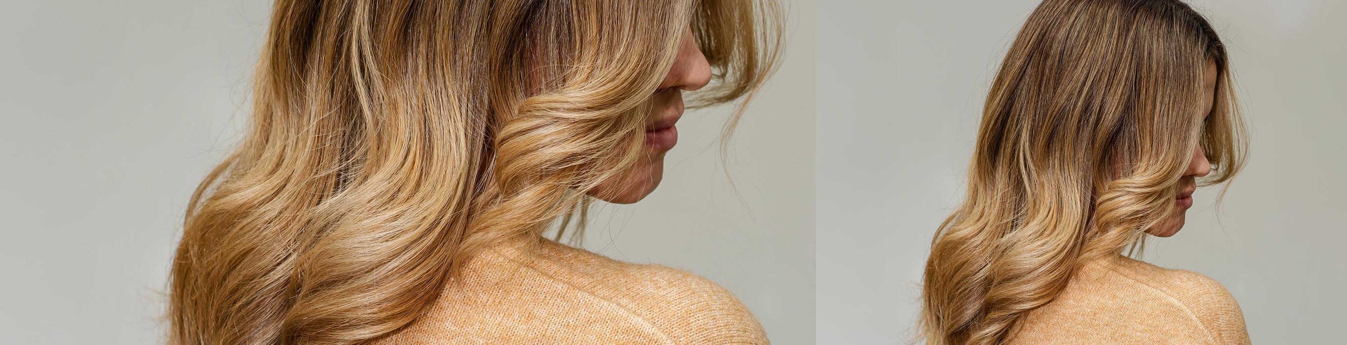 modelhoofd met golvend haar, zijaanzicht 